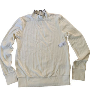 NWT GAP WOMEN'S PONTELLE KNIT MOCK NECK BANDED BOTTOM ANTIQUE WHITE SWEATER XS